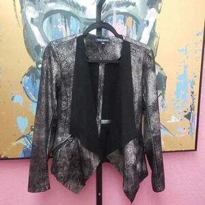 Vigoss Silver/Black Metallic Drape Front Jacket